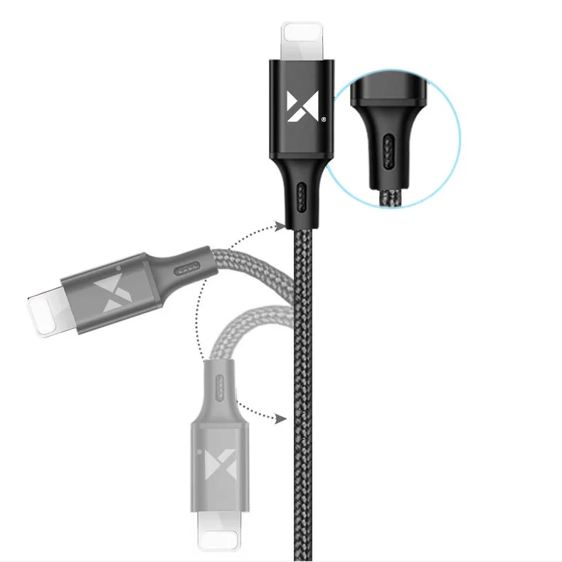 Kabel przewód USB Iphone Lightning 2.4A 1m czarny 6