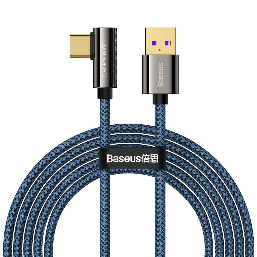 Legendás, szögletes USB-C kábel játékosoknak, 66 W, 2 m, kék