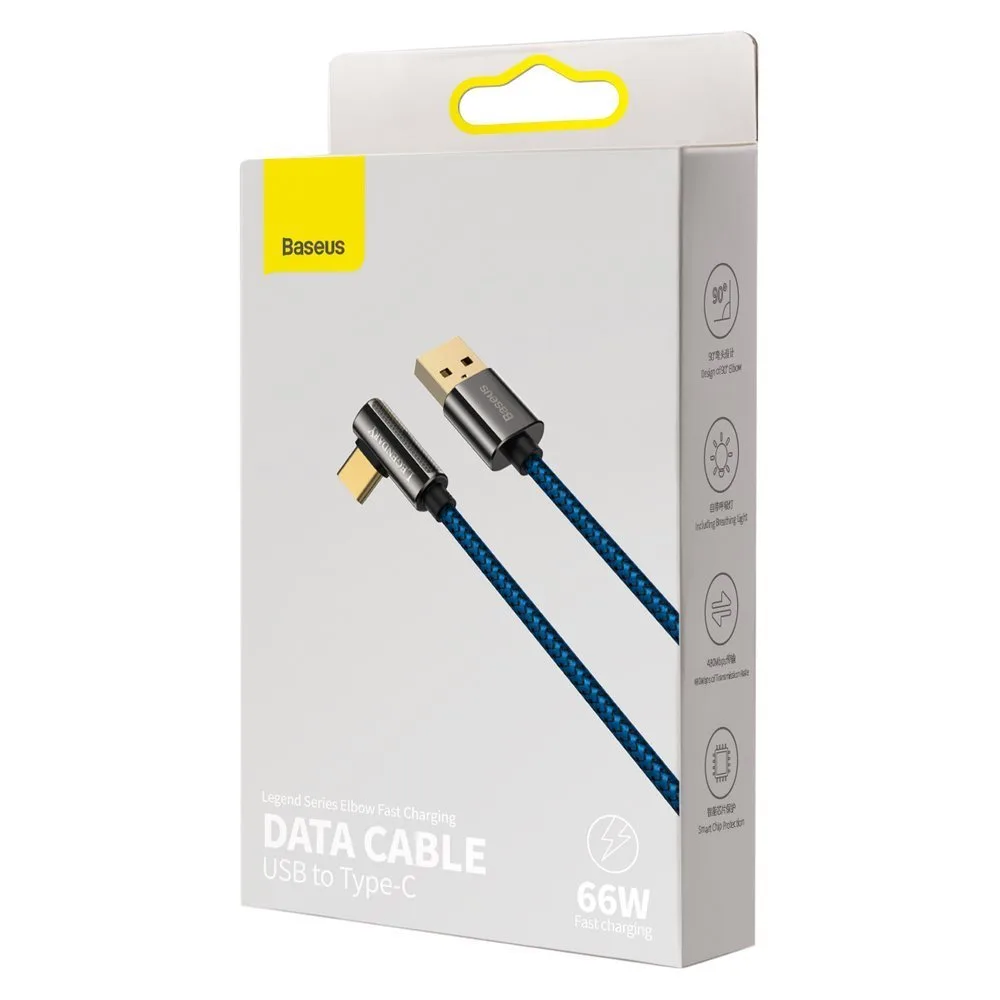 Legendary Angled USB-C Cable for Gamers 66W 2m Blue 5