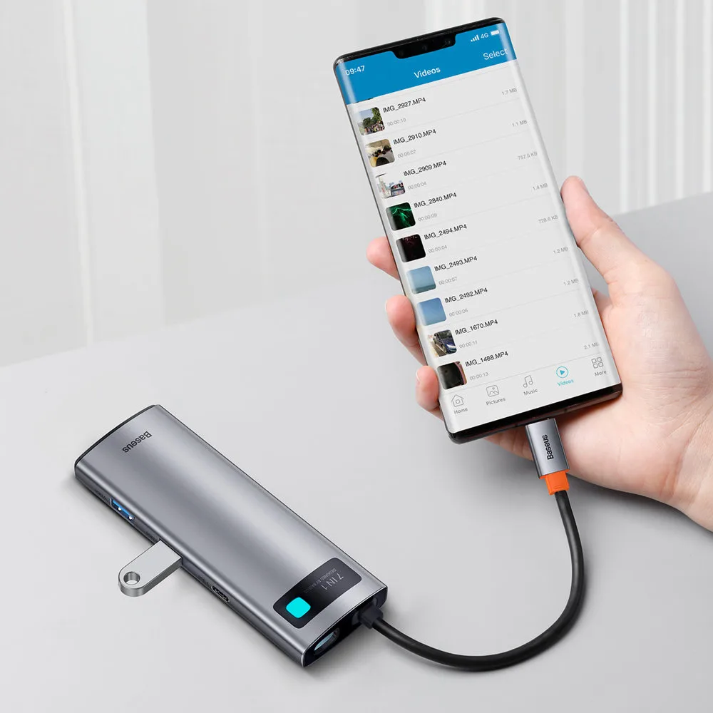 Többfunkciós 7-in-1 USB Type-C HDMI TF kártyaolvasó hub, szürke 11