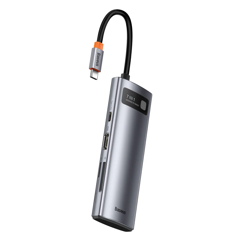 Többfunkciós 7-in-1 USB Type-C HDMI TF kártyaolvasó hub, szürke 2