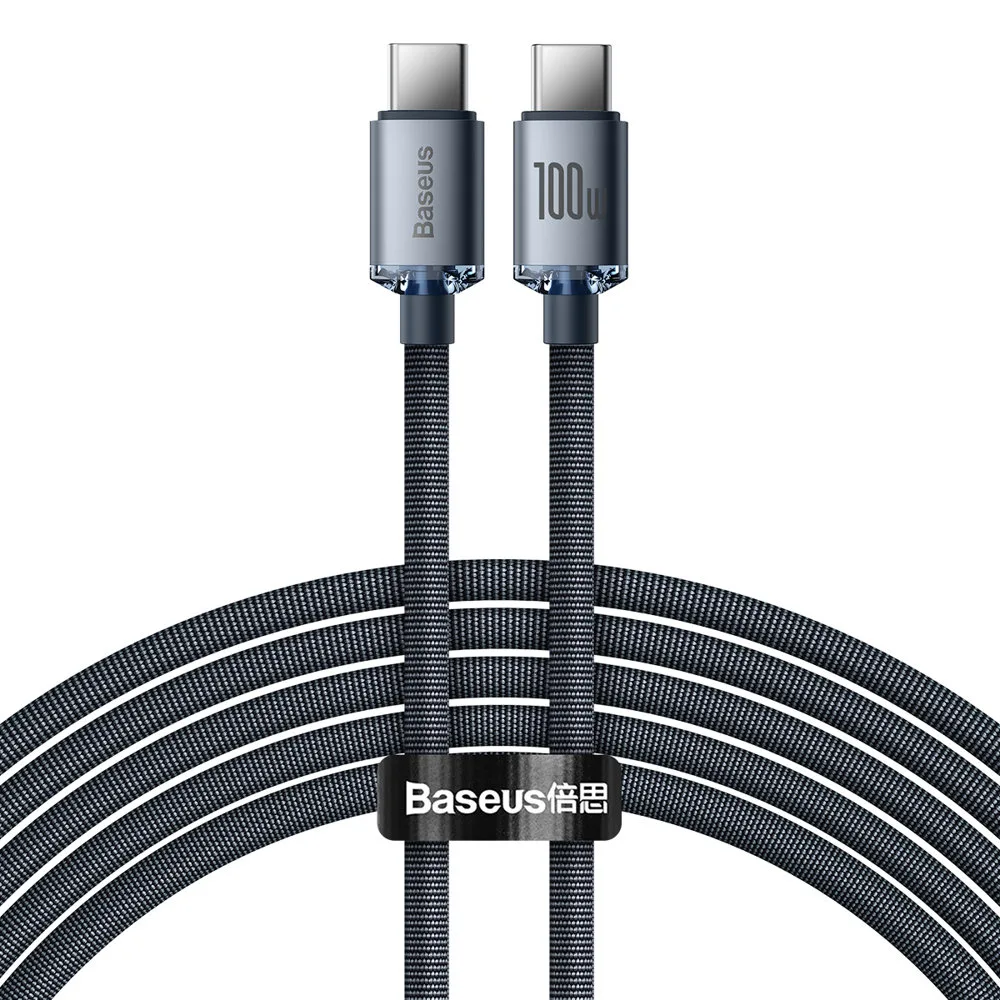 USB-C–USB-C 100 W-os gyorstöltő és adatátviteli kábel, 2 m, fekete