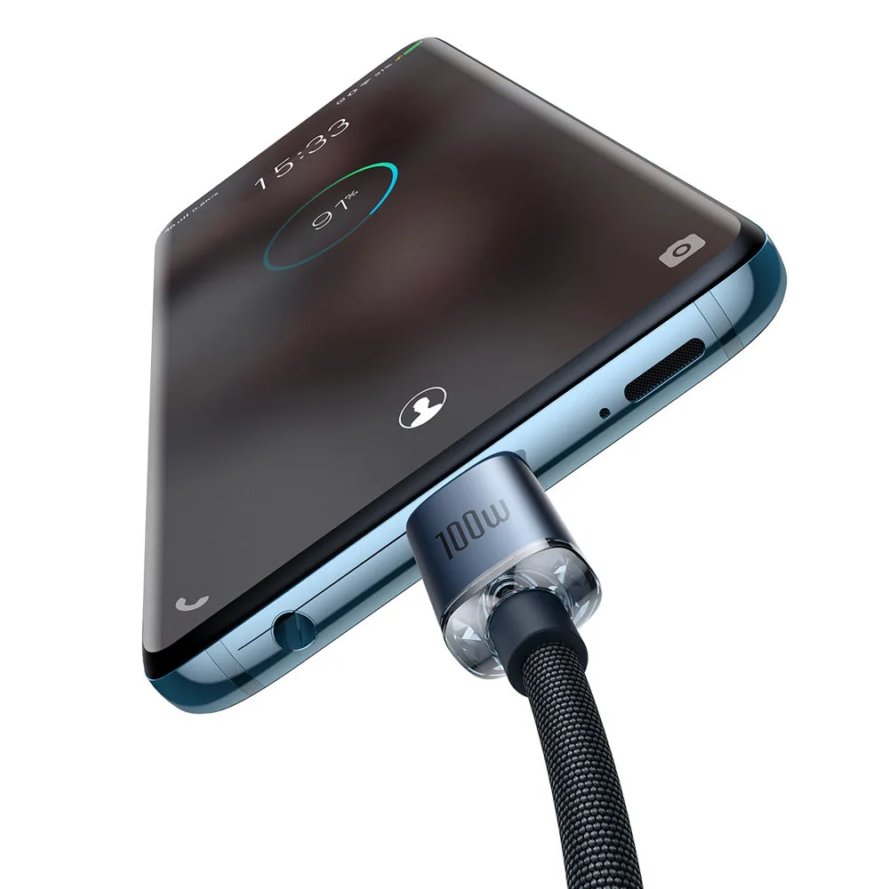 Cablu USB-C la USB-C de 100 W pentru încărcare rapidă și transfer de date, 2 m, negru 3