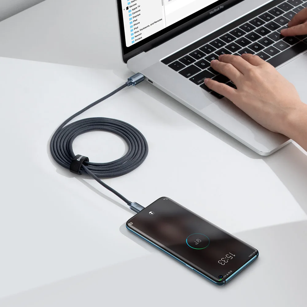Cablu USB-C la USB-C de 100 W pentru încărcare rapidă și transfer de date, 2 m, negru 9