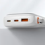 Baterie externă Qpow de 10000 mAh cu cablu USB Type-C încorporat, încărcare rapidă de 22,5 W, alb 10