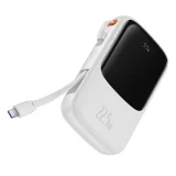 Baterie externă Qpow de 10000 mAh cu cablu USB Type-C încorporat, încărcare rapidă de 22,5 W, alb 2
