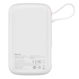 Baterie externă Qpow de 10000 mAh cu cablu USB Type-C încorporat, încărcare rapidă de 22,5 W, alb 3