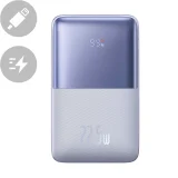 Bipow Pro 20000mAh 22,5W power bank 0,3 m-es USB-C kábellel, lila