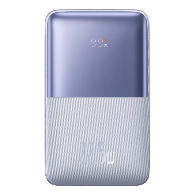 Bipow Pro 20000mAh 22,5W power bank 0,3 m-es USB-C kábellel, lila
