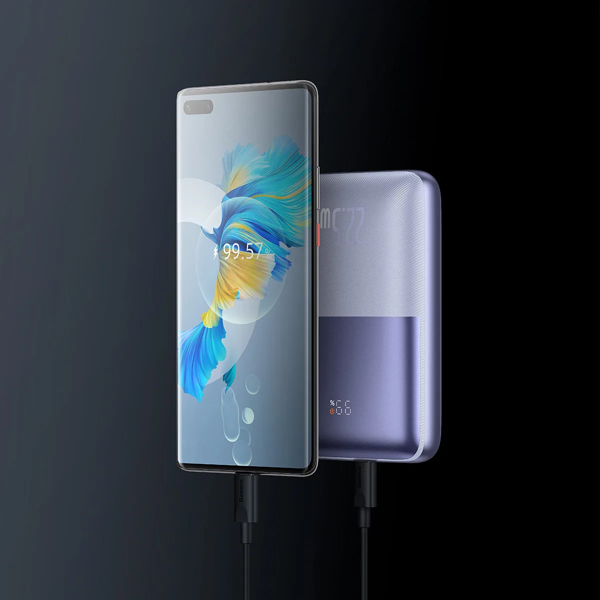 Baterie externă Bipow Pro 20000mAh 22,5W cu cablu USB-C de 0,3 m, violet 9