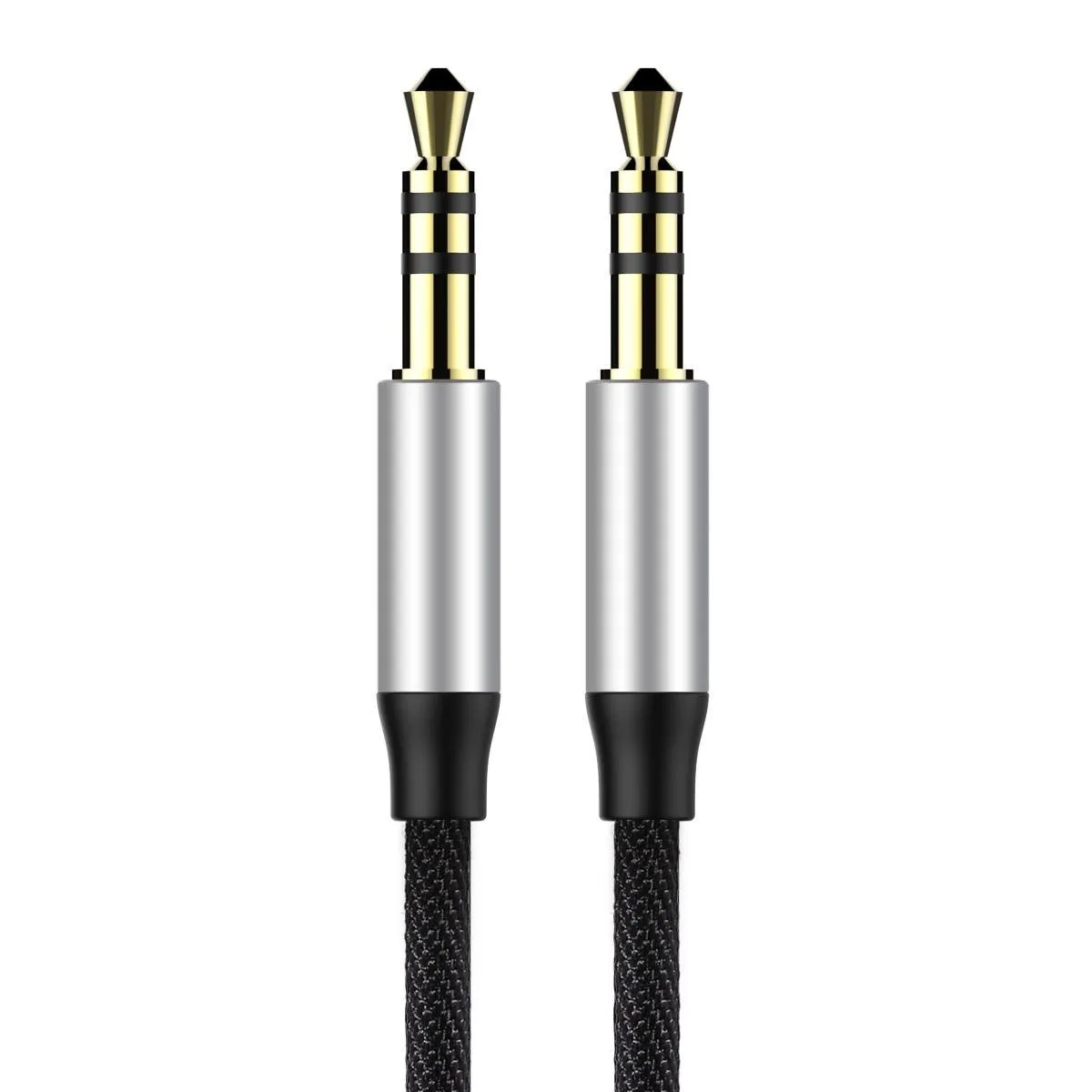 Yiven M30 3,5 mm-es sztereó AUX audio kábel, hím mini jack, 1 m, ezüst-fekete 3