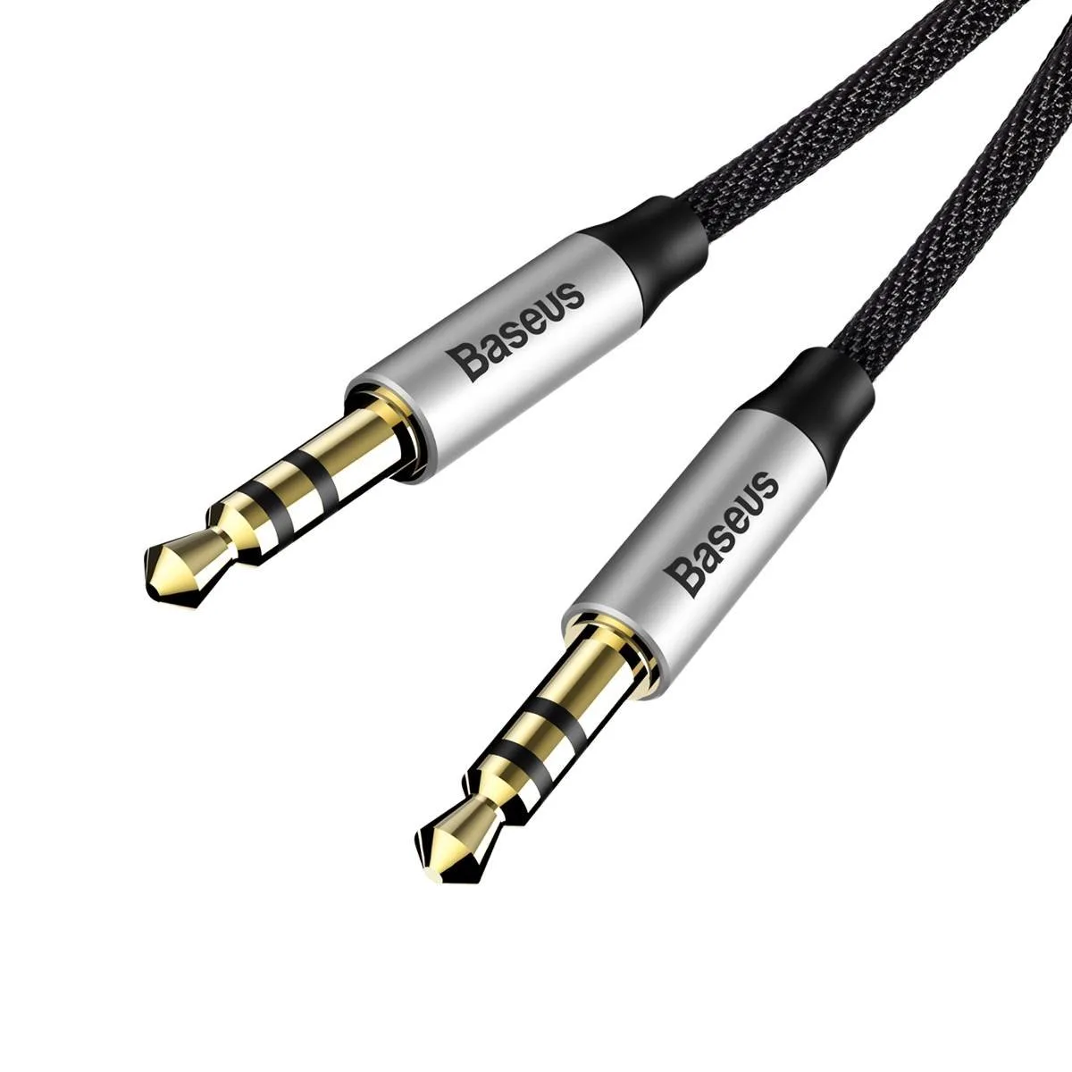 Yiven M30 3,5 mm-es sztereó AUX audio kábel, hím mini jack, 1 m, ezüst-fekete 4