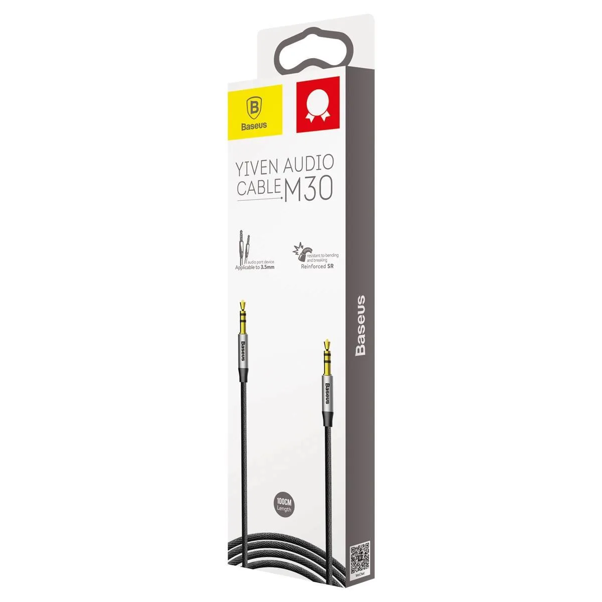 Yiven M30 3,5 mm-es sztereó AUX audio kábel, hím mini jack, 1 m, ezüst-fekete 5