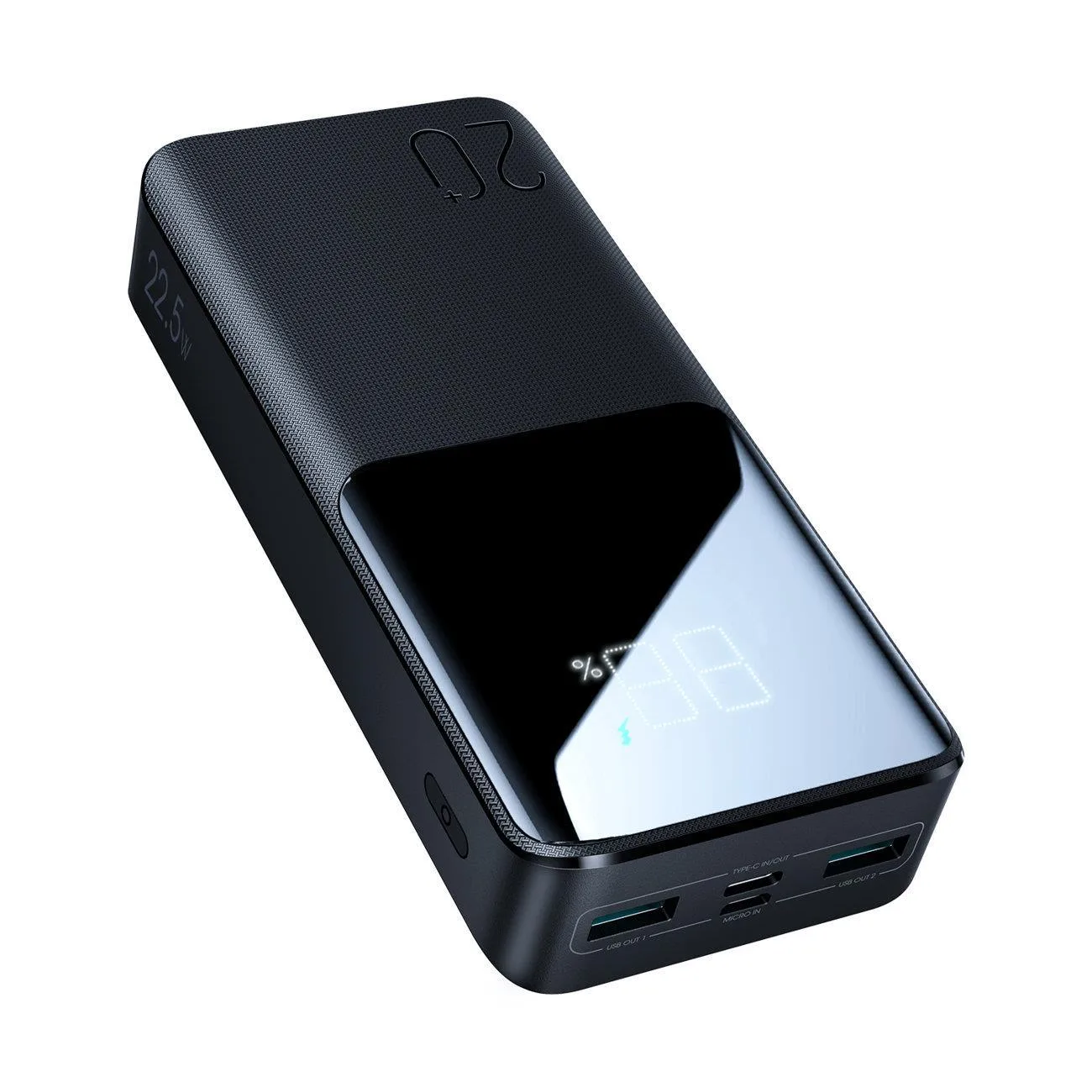20000 mAh 22,5 W PD QC3.0 AFC Power Bank, fekete