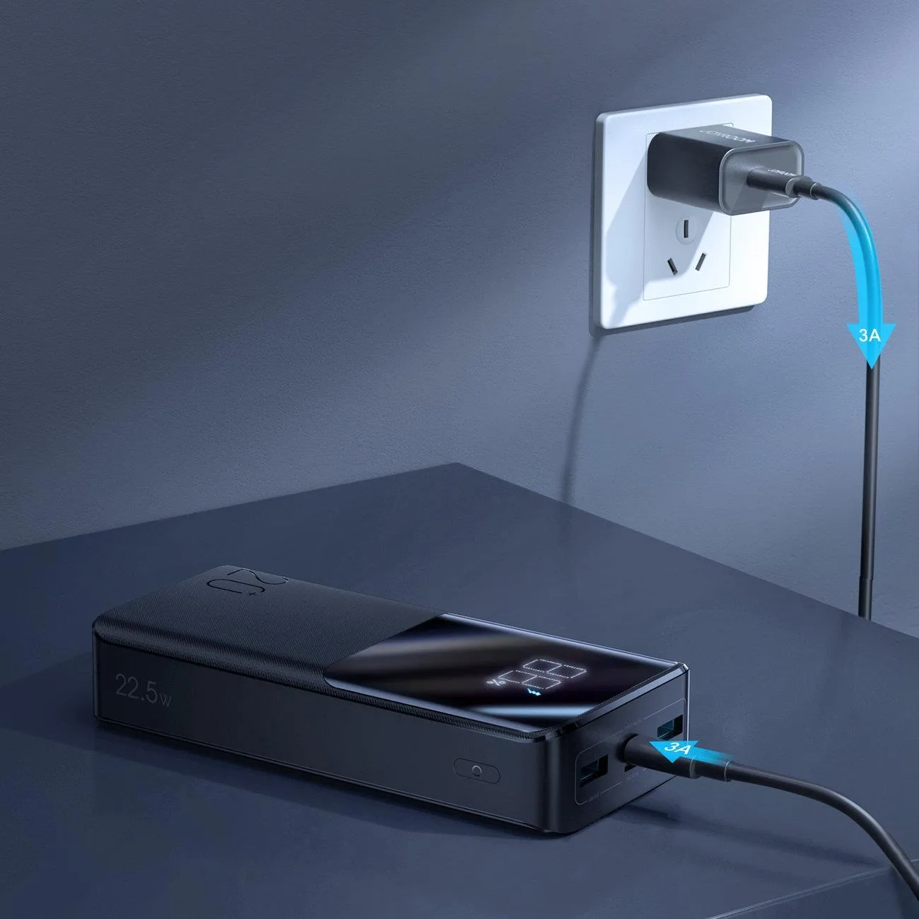 20000mAh 22.5W PD QC3.0 AFC Power Bank, Black 3