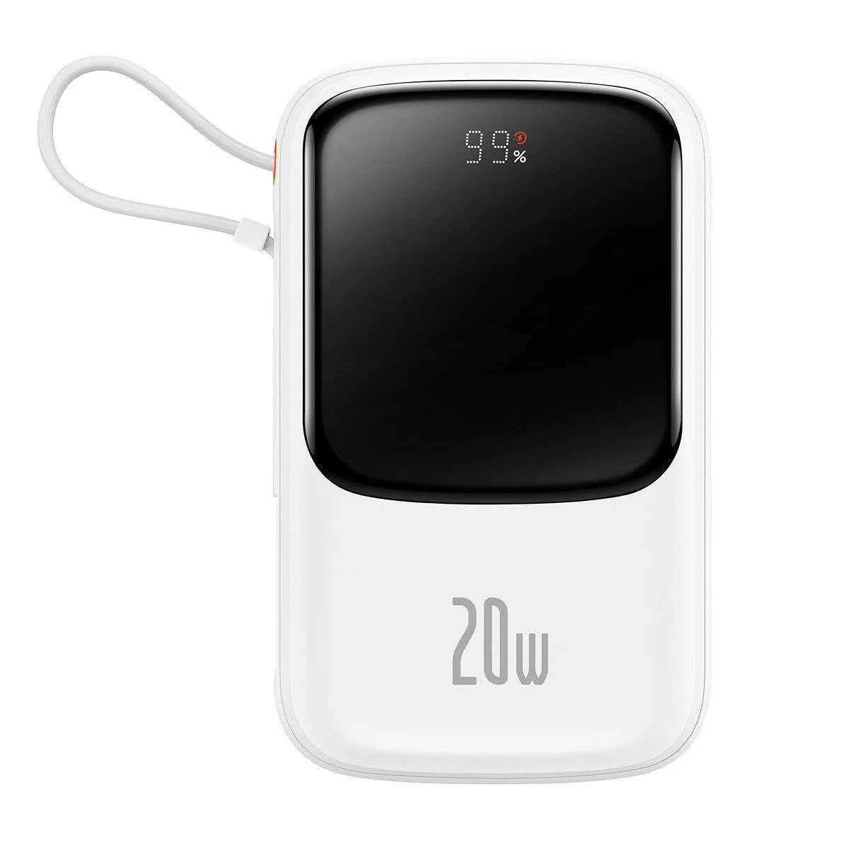 10000 mAh-s, 20 W-os QC-PD-SCP-FCP gyorstöltő power bank iPhone Lightning kábellel, fehér