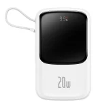 10000 mAh-s, 20 W-os QC-PD-SCP-FCP gyorstöltő power bank iPhone Lightning kábellel, fehér