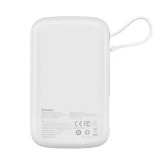 10000 mAh-s, 20 W-os QC-PD-SCP-FCP gyorstöltő power bank iPhone Lightning kábellel, fehér 3