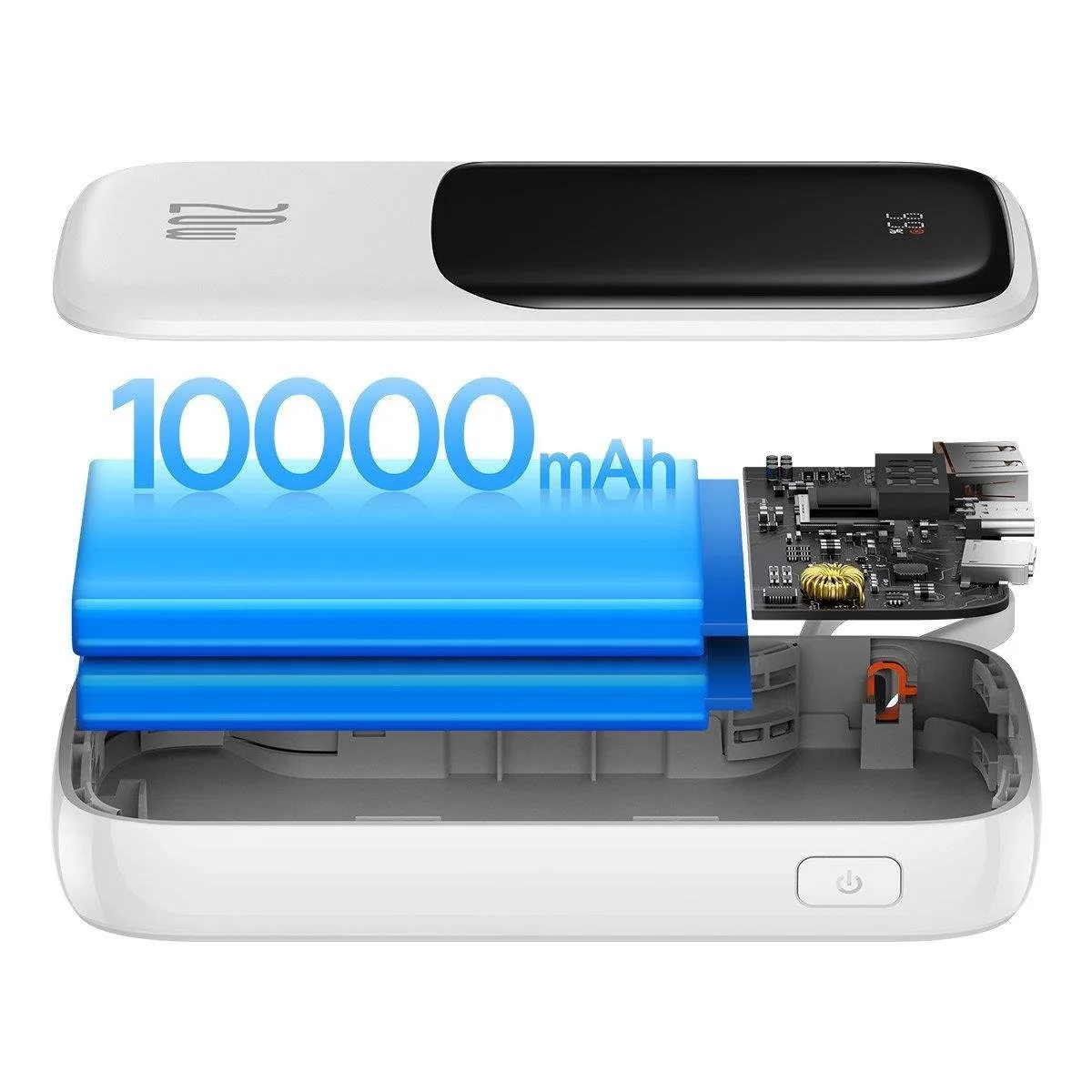 10000 mAh-s, 20 W-os QC-PD-SCP-FCP gyorstöltő power bank iPhone Lightning kábellel, fehér 8