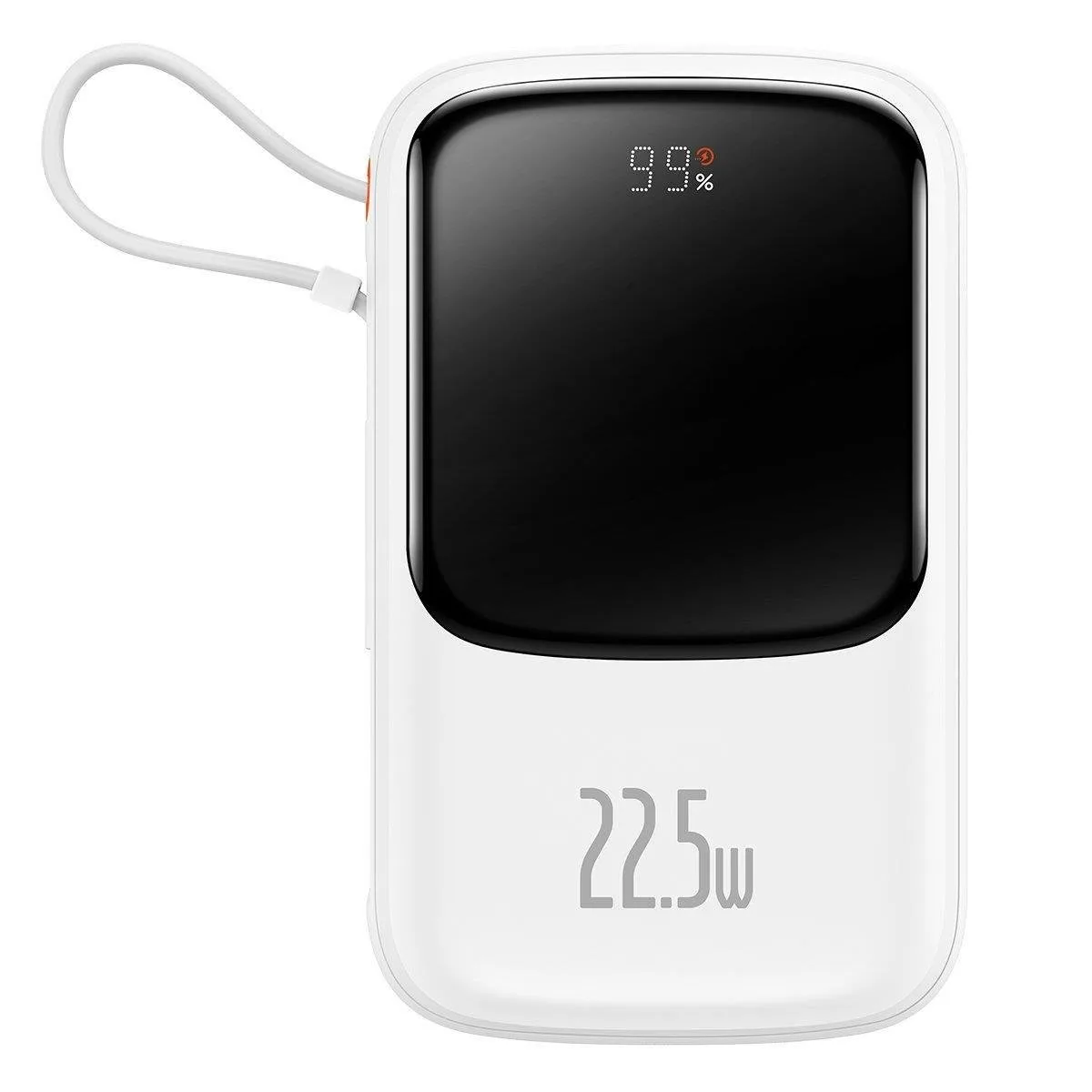 10 000 mAh-s, 22,5 W-os QC-PD-SCP-FCP gyorstöltő powerbank USB-C kábellel (fehér)