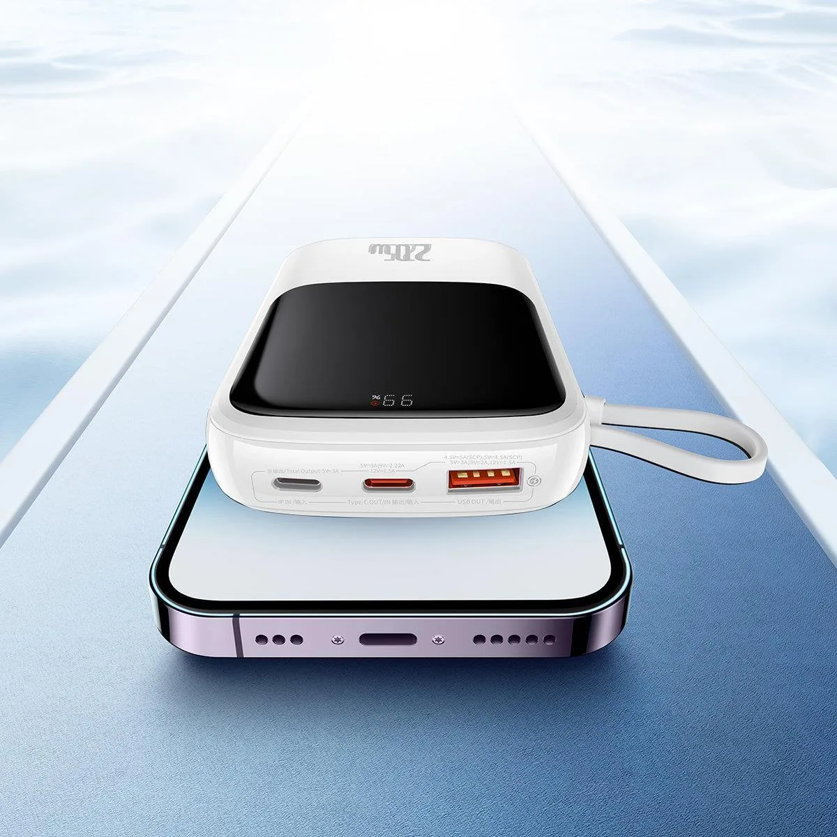 10000mAh 22.5W QC-PD-SCP-FCP Fast Charging Power Bank with USB-C Cable (White) 11