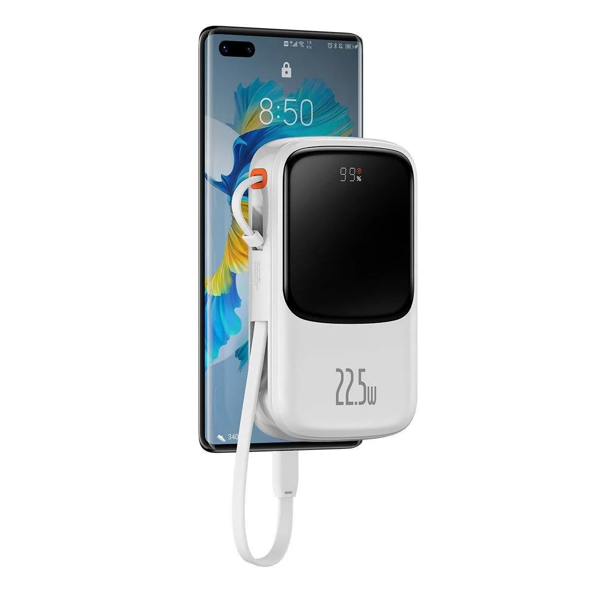 10000mAh 22.5W QC-PD-SCP-FCP Fast Charging Power Bank with USB-C Cable (White) 7