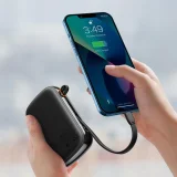 20000 mAh-s, 20 W-os QC-PD-SCP-FCP gyorstöltő power bank iPhone Lightning kábellel, fekete 10