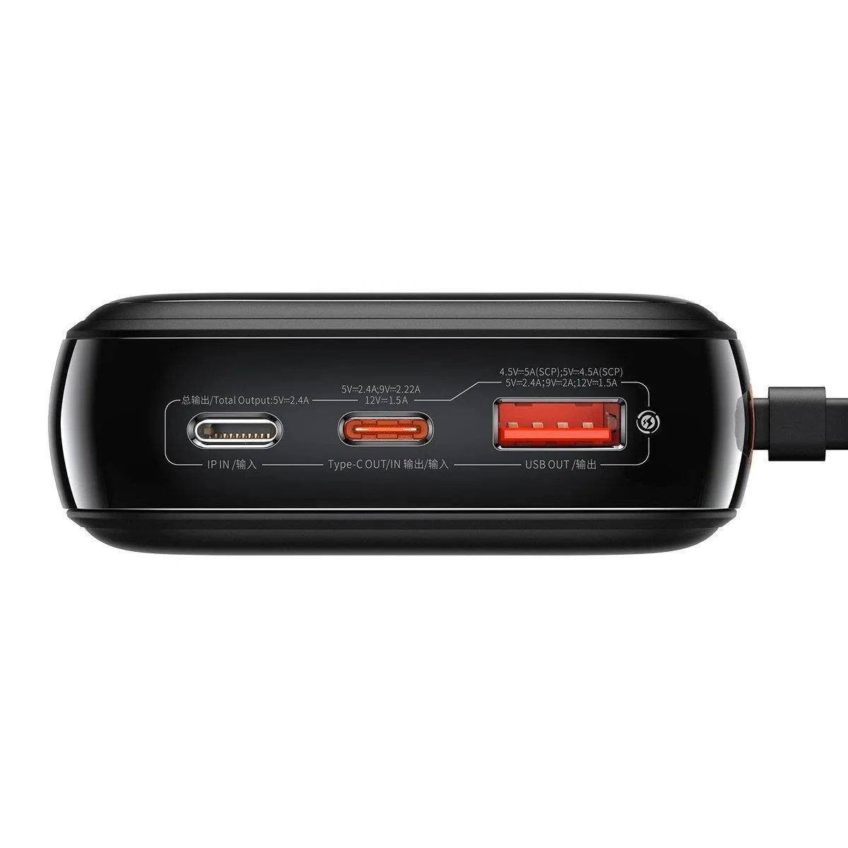 Baterie externă de 20000 mAh cu încărcare rapidă QC-PD-SCP-FCP de 20 W, cu cablu Lightning pentru iPhone, negru 6