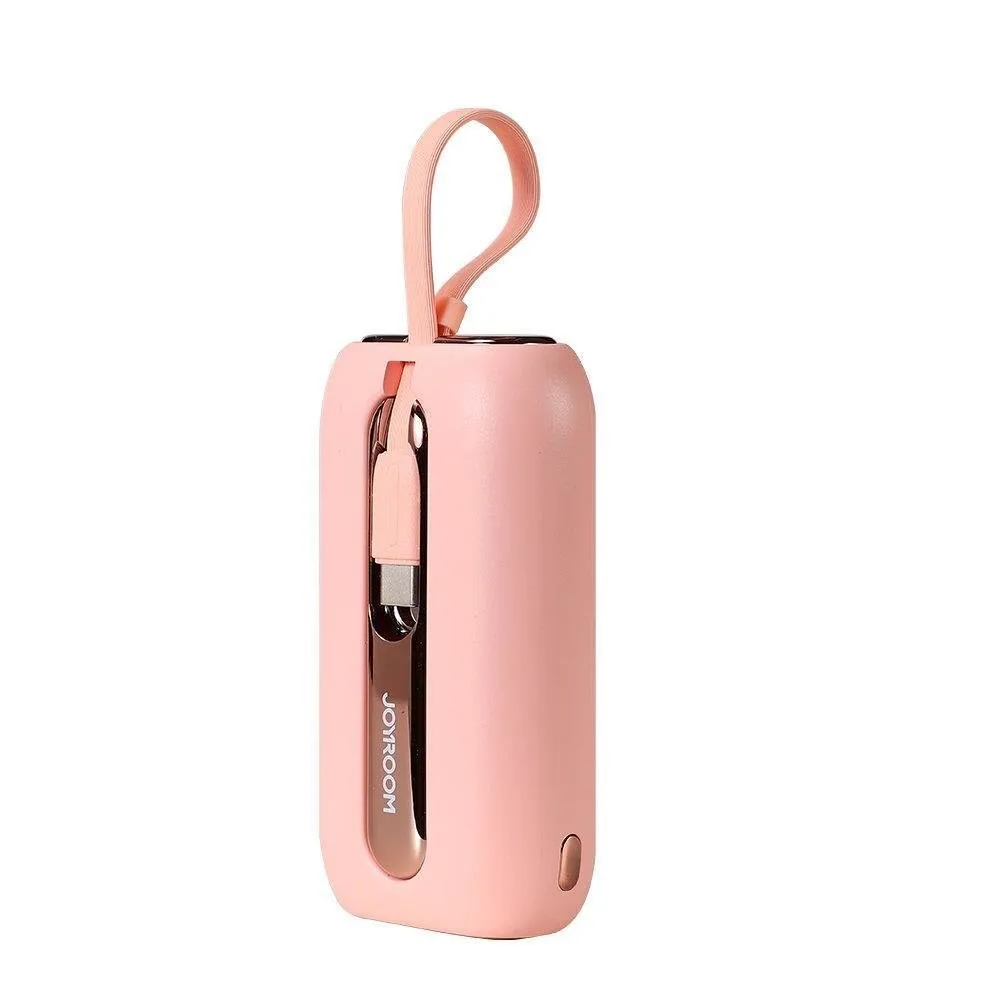 10000 mAh Colorful sorozatú 22,5 W-os powerbank USB-C és iPhone Lightning kábelekkel, rózsaszín