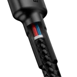 Cablu USB-C la USB-C QC3 împletit, rezistent, 2 m - negru și gri 4