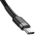 Cablu USB-C la USB-C QC3 împletit, rezistent, 2 m - negru și gri 5