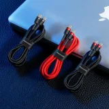 Cablu USB-C la USB-C QC3 împletit, rezistent, 2 m - negru și gri 8
