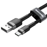 Wytrzymały kabel przewód w oplocie USB do USB-C QC3 0.5m - czarno-szary 3