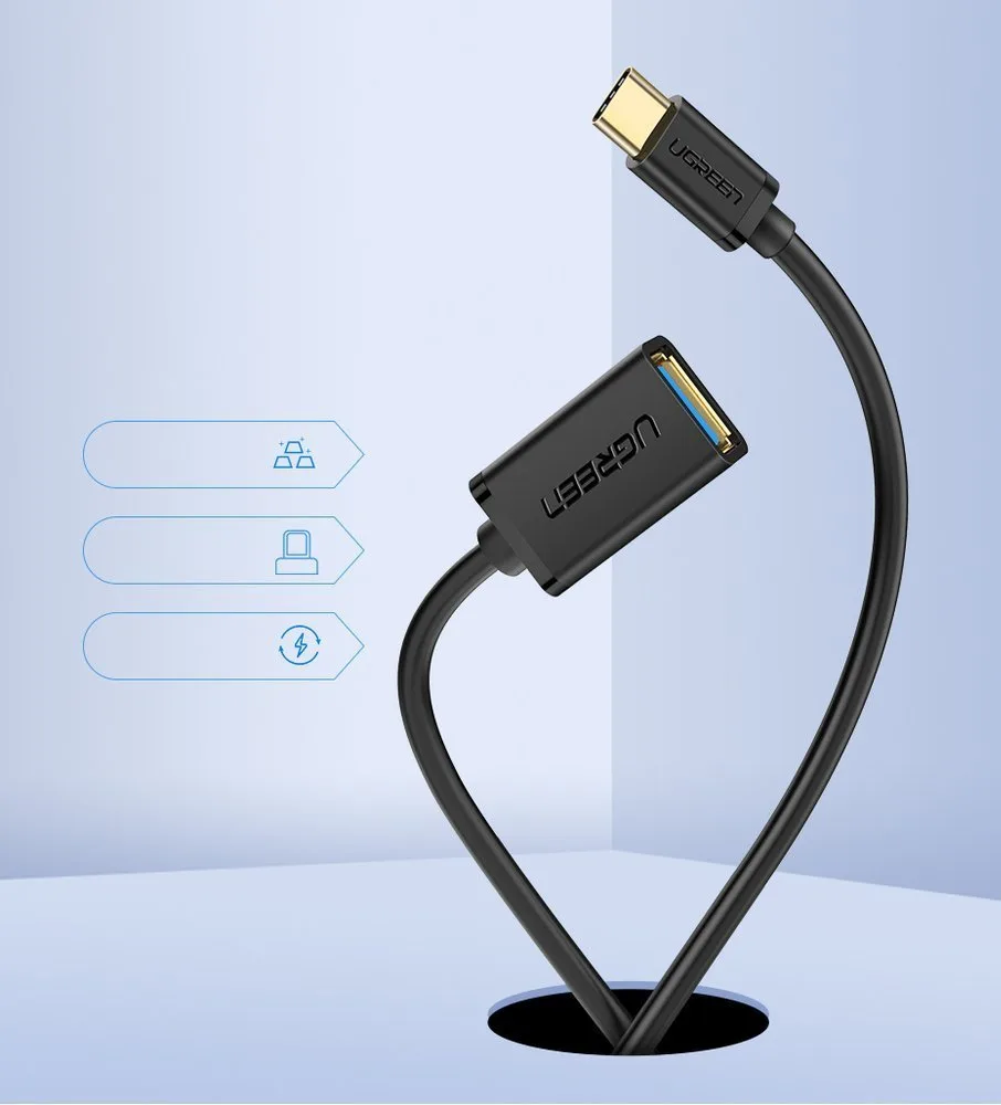 Adapter przejściówka kabel OTG z USB 3.0 na USB-C - czarny 2