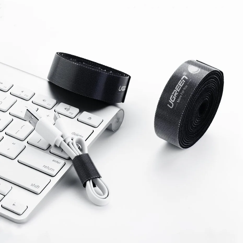 Bandă de organizare a cablurilor cu velcro de 2 m - negru 4