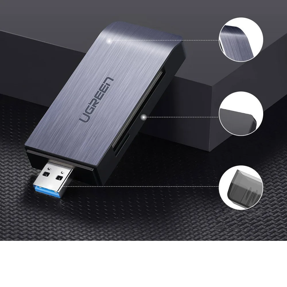 SD / micro SD / CF / MS memóriakártya-olvasó USB 3.0 csatlakozóval – szürke 10