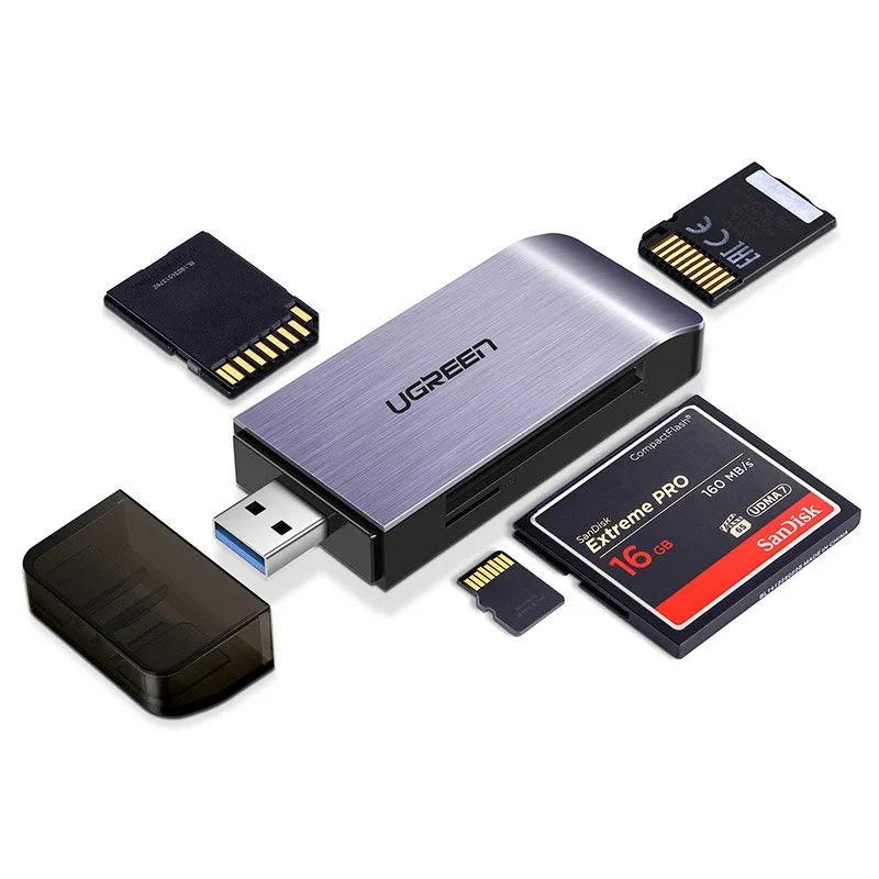 SD / micro SD / CF / MS memóriakártya-olvasó USB 3.0 csatlakozóval – szürke 2