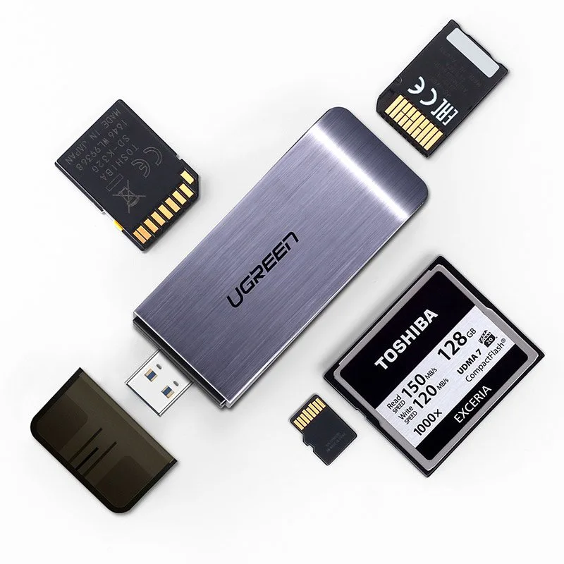 SD / micro SD / CF / MS memóriakártya-olvasó USB 3.0 csatlakozóval – szürke 4