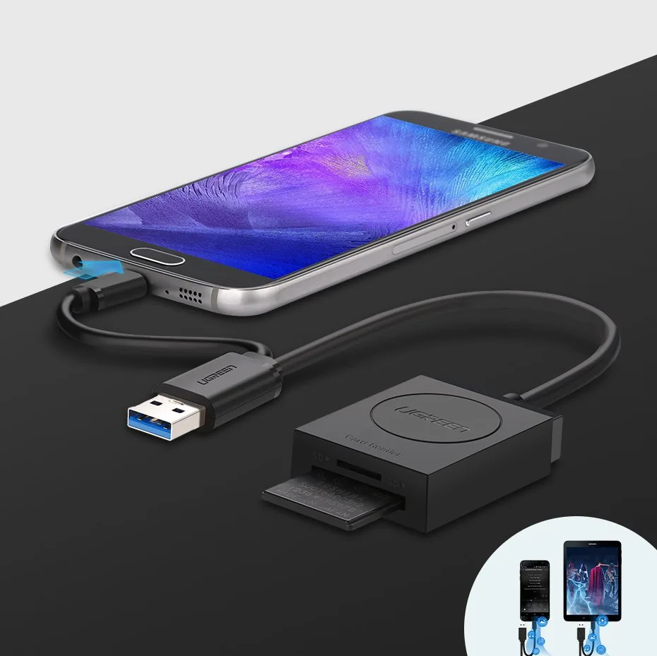 SD / micro SD memory card reader with USB 3.0 connector, 15 cm - black 7