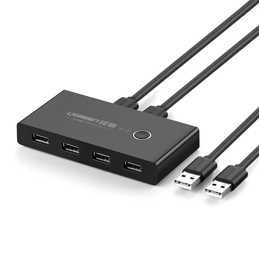 Kapcsolódoboz HUB 4x USB 2.0 kapcsoló USB hub két számítógéphez - fekete