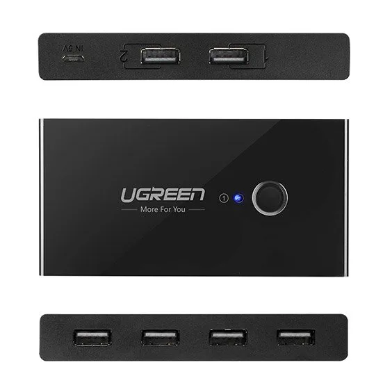 Kapcsolódoboz HUB 4x USB 2.0 kapcsoló USB hub két számítógéphez - fekete 6