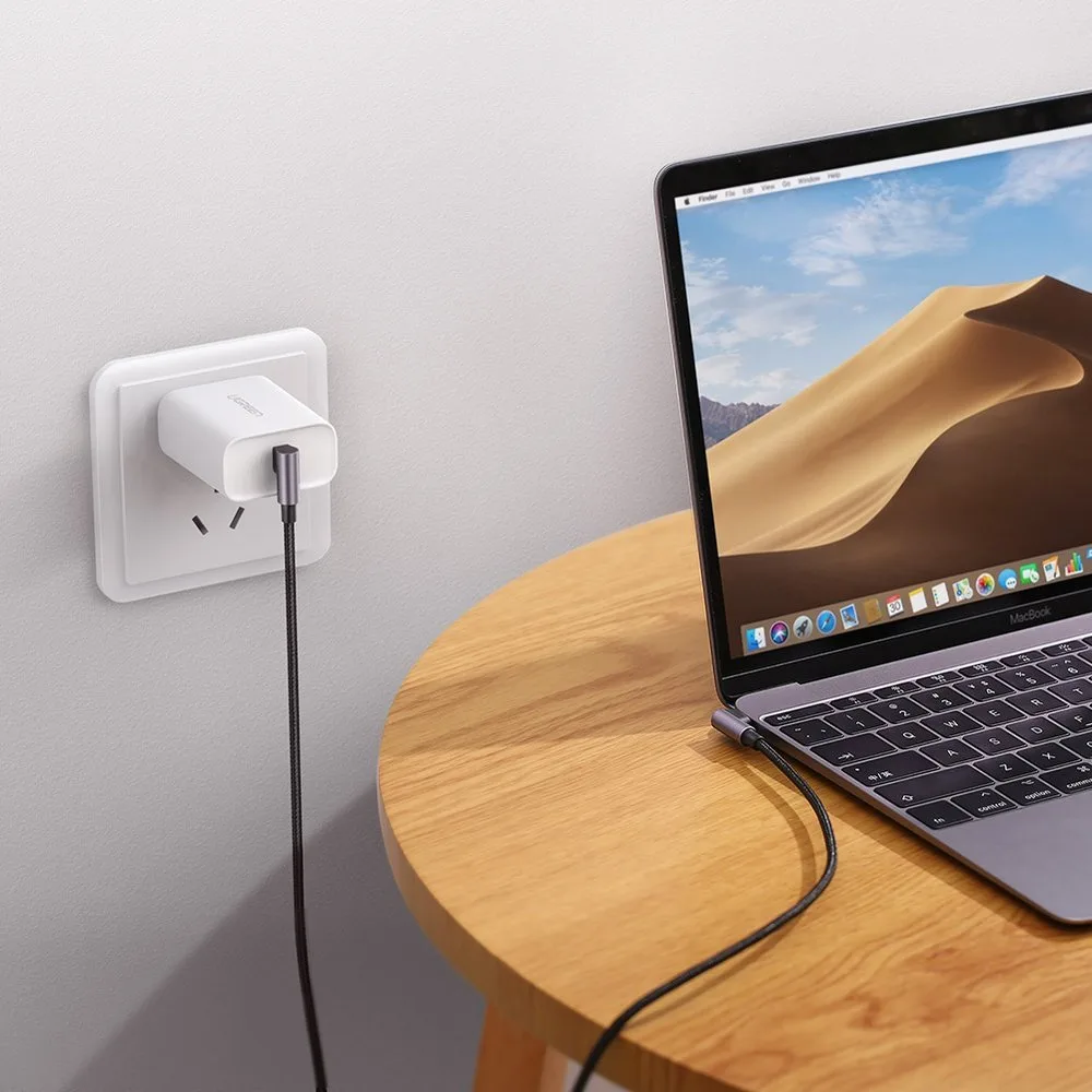 Kabel przewód kątowy z bocznym wtykiem USB-C na USB-C Quick Charge 1m - szary 7