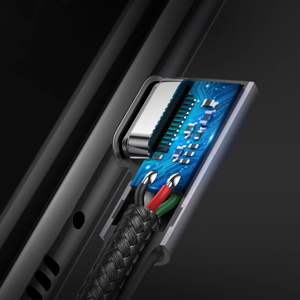 Kabel przewód kątowy z bocznym wtykiem USB-C na USB-C Quick Charge 1m - szary 8