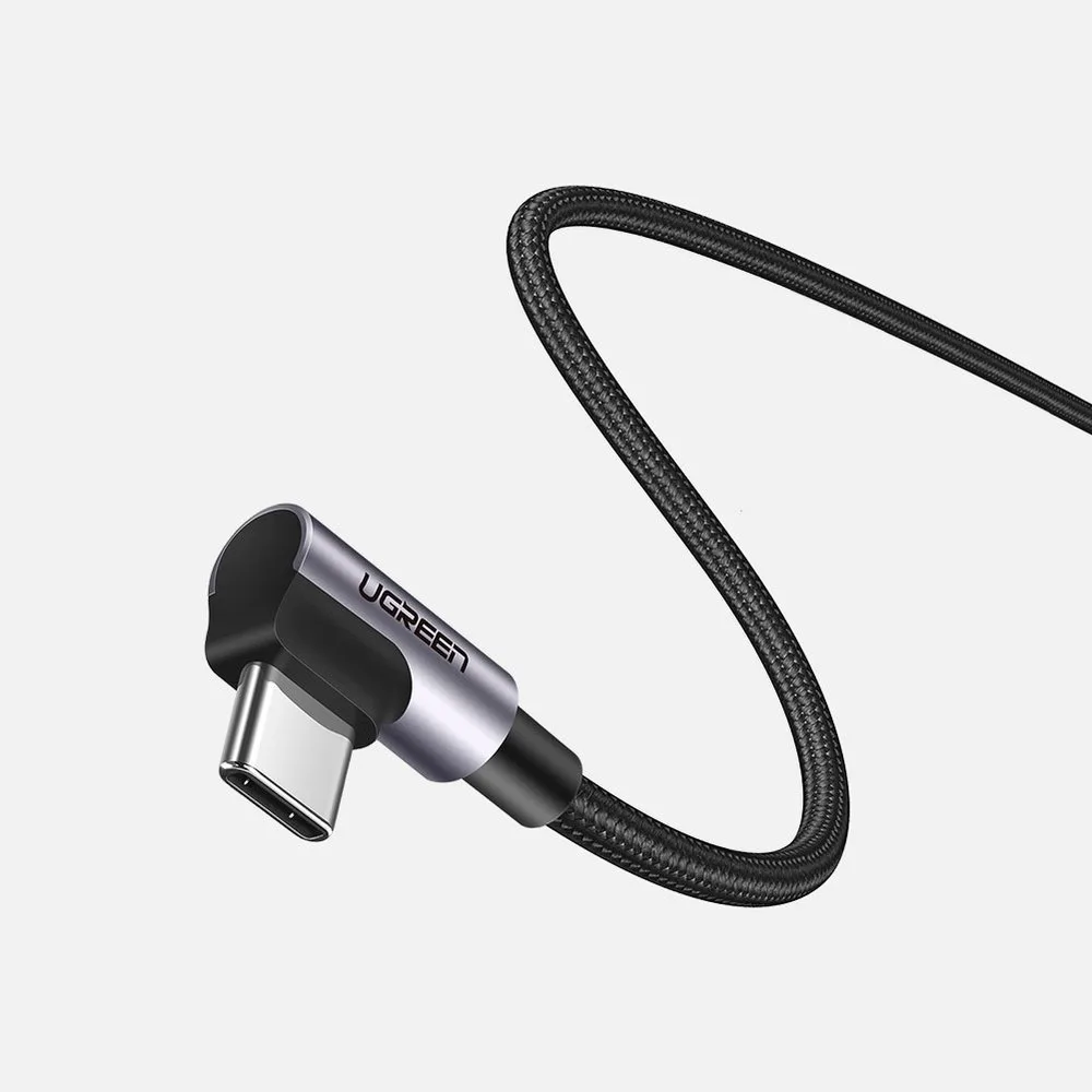 Kabel przewód kątowy z bocznym wtykiem USB-C na USB-C Quick Charge 1m - szary 9