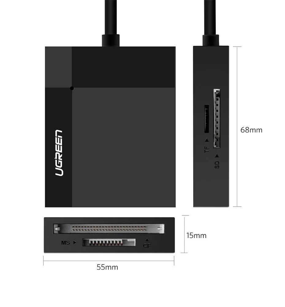 SD / micro SD / CF / MS memóriakártya-olvasó USB 3.0 csatlakozóval - fekete 2