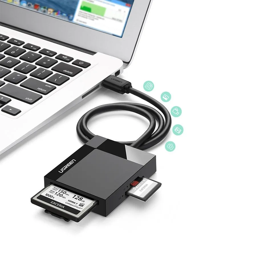 SD / micro SD / CF / MS memóriakártya-olvasó USB 3.0 csatlakozóval - fekete 3