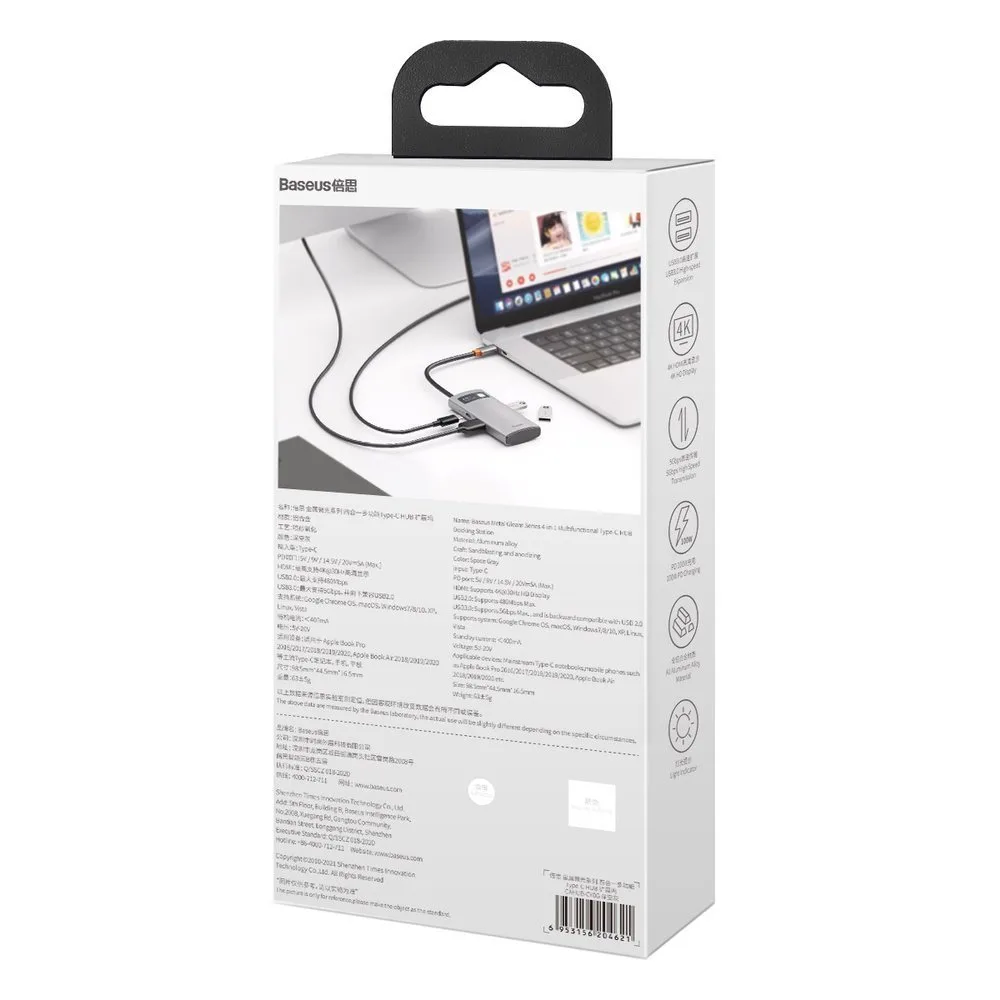 4w1 wielofunkcyjny HUB Metal Gleam USB-C do USB-C Power Delivery HDMI USB 3.2 USB 2.0 6