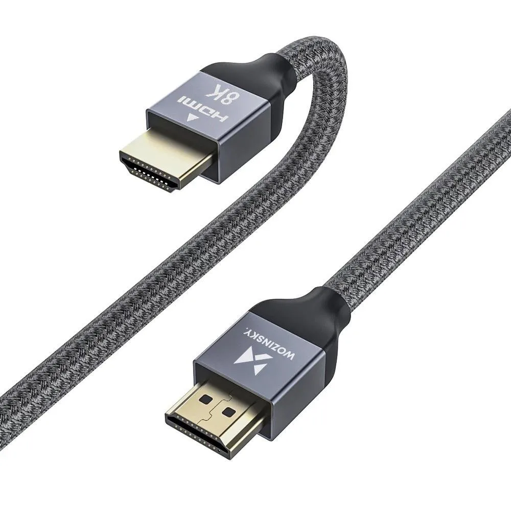 Cablu împletit HDMI 2.1 8K / 4K / 2K, rezistent și durabil, 2 m - argintiu Cablu împletit HDMI 2.1 8K / 4K / 2K, rezistent și durabil, 2 m - argintiu