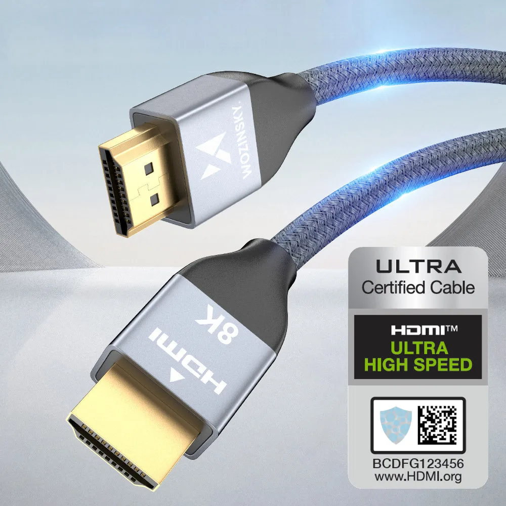Cablu împletit HDMI 2.1 8K / 4K / 2K, rezistent și durabil, 2 m - argintiu 3