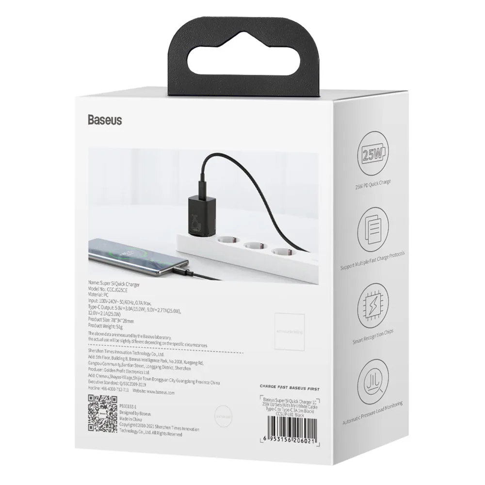 Super-fast 25W USB-C Power Delivery Quick Charge Charger - Black 6